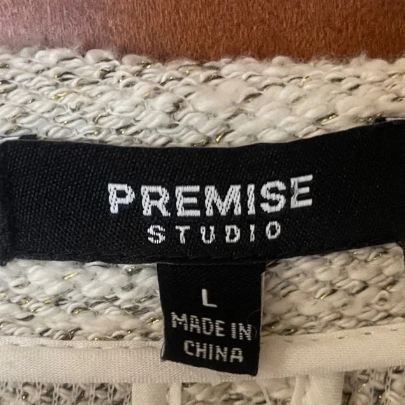 Premise Womens Zip Front Jacket Metallic Threads Zipper Pockets L New Gift idea - Picture 11 of 11